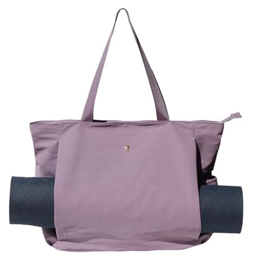 ESVAN Yoga Mat Bag Yoga Tote Carrier Shoulder Bag Carryall Tote for Office,Yoga,Pilates,Travel,Beach and Gym (Nylon Lavender Purple)