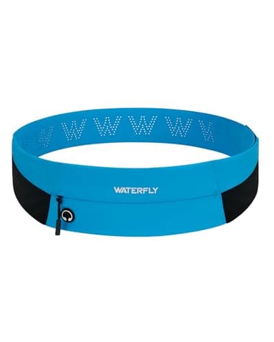 WATERFLY Running Belt Fanny Pack: Slim Waist Bag for Men Women, Workout Fitness Phone Holder for Exercise Marathon Jogging-Blue