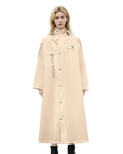 RINJOY Waterproof Raincoat for Adults Reusable Lightweight Breathable Rain Jacket Poncho for Women Men with Drawstring Hooded