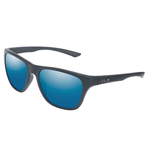 HUK Sunglasses, Polarized Lens Eyewear with Performance Frames, Fishing, Sports & Outdoors Sunglasses, (Swivel) Blue Mirror / Matte Black, Medium
