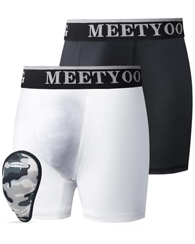 MEETYOO Youth Boys Athletic Compression Sliding Shorts with Soft Cup Pocket for Baseball Football Lacrosse Hockey