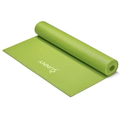 Sunny Health & Fitness Exercise Yoga Mat – Firm Studio Support for Stability & Grounded Balance – Durable, Tear-Resistant & Portable for Yoga, Pilates & Floor Workouts- Green– NO. 031-GR