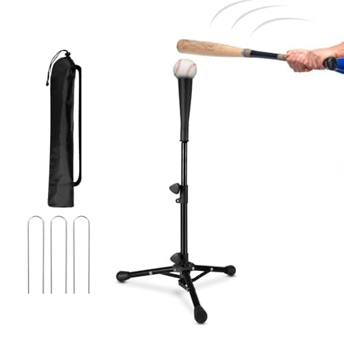 Kids Baseball Tee, 20.87 to 31.29 Inches Batting Tees for Baseball with Carry Bag, Portable Stable Baseball Tees for hitting, Tripod Tanner Tee for Baseball Practice Stand Aged 3-8 Years (Black)