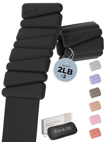 kure.fit Weighted Bangles | Adjustable Wrist and Ankle Weights for Women 2LB Each (Set of 2) | Ankle Weights for Yoga, Pilates & Walking | Leg & Arm Weights for Men | Home & Gym Workouts | Black