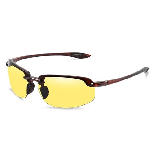 JULI Nylon Polarized Sunglasses for Men Women Driving Fishing Baseball Driving 8001 (Nylon Polarized Brown/Night Vision)