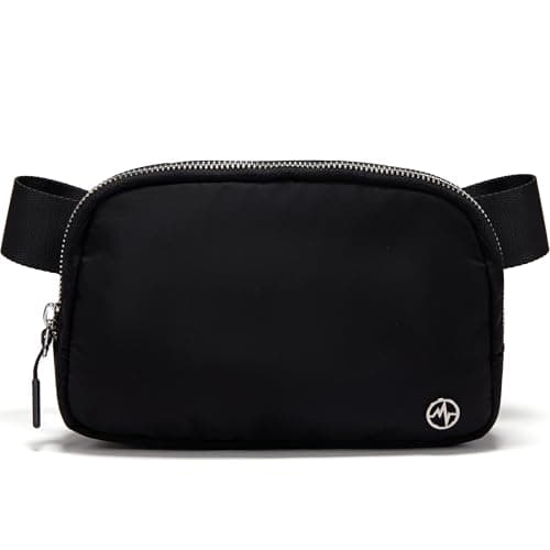 Black Belt Bag with Adjustable Strap, Pander Nylon Mini Fanny Pack for Outdoors Workout Traveling Casual Running Cycling, 1L
