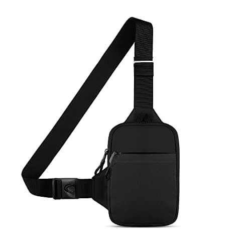 Simptech Mini Crossbody Sling Bag Chest Bag Dual Pocket Water Resistant Fanny Pack for Men Women Running Travelling