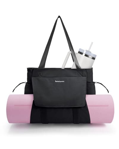 sportsnew Yoga Mat Bag Tote Yoga Gym Bags For Women Men with Waterproof Wet Pocket & Hook-and-loop, Quick Access Storage Yoga Mat Bag Carrier, Black
