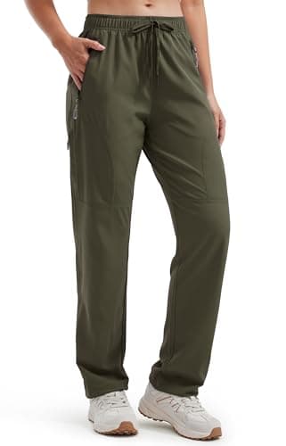 Libin Women's Hiking Pants Lightweight Quick Dry Cargo Pants Casual Safari Work Travel Outdoor Clothes Tall 31" Dark Olive XXL