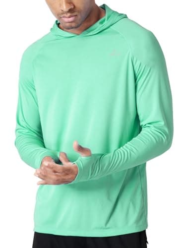 Willit Men's UPF 50+ Sun Protection Hoodie Lightweight Long Sleeve Fishing Shirt Loose Fit Swim Rash Guard Light Green S