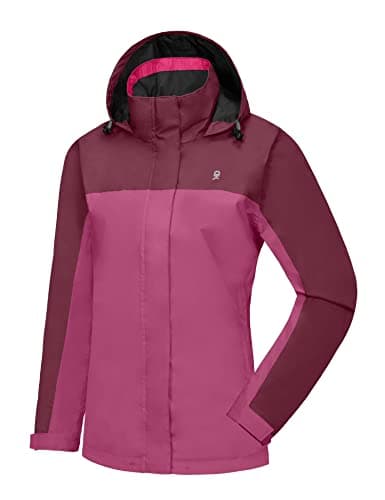 Little Donkey Andy Women's Lightweight Waterproof Rain Jacket Windbreaker Rain Coat Shell for Hiking,Travel Tango Red/Rose Red XXL