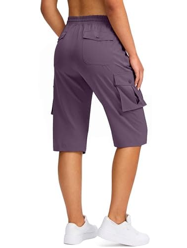 Viodia 15" Long Shorts for Women Hiking Cargo Bermuda Shorts Lightweight Quick Dry Knee Length Capris for Summer Travel Fishing