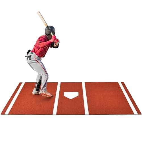 Shopsource Baseball Batting Mat, 10 x 3.8 FT Softball Hitting Mat, Upgraded Anti-Slip Matt with Stitched Embroidery Turf, Softball Baseball Training Matt with Home Plate Batters Box for Indoor Outdoor