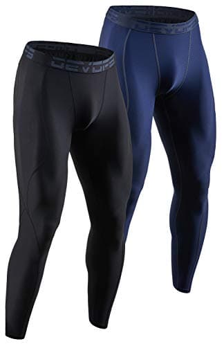 DEVOPS 2 Pack Men's Compression Pants Athletic Leggings (2X-Large, Black/Navy)