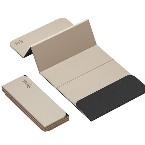 1/2inch Extra Thick Foldable Yoga Mat with SGS Certified Odourless POE Material - Light Weight Non Skid Easy to Clean Travel Workout Excercise Mat, 70x24inch (Light Coffee)