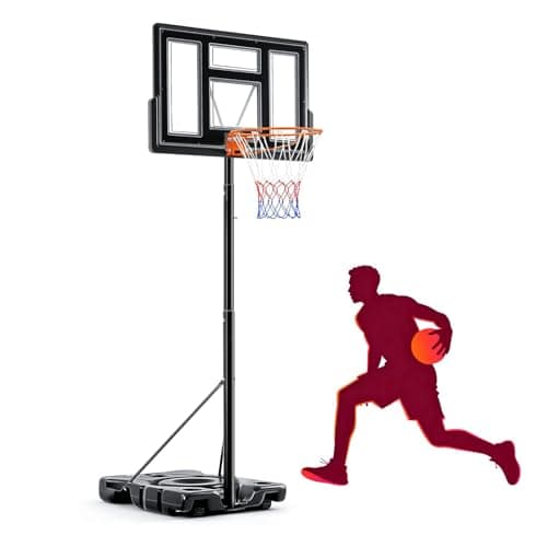 Aidoly Portable Basketball Hoop Outdoor, Adjustable Basketball Hoops Goal System Shatterproof Backboard, Shock Absorbent Rim, Fillable Base for Swimming Pool/Backyard/Driveway