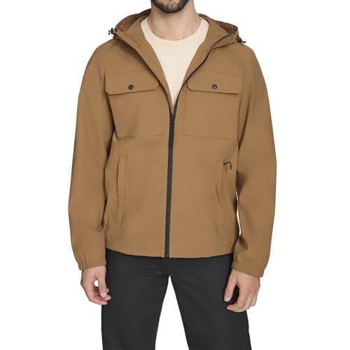 Levi's Men's Hooded Waterproof Arctic Cloth Rain Jacket, Brown, Small