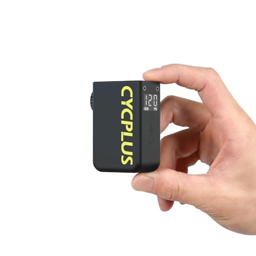 CYCPLUS AS2 Ultra Tiny Bicycle Pump with Gauge, Max 120 PSI Electric Mini Pump, Auto Stop, with Presta and Schrader Valve for E-Bike, MTB, and Road Bike Magnesium Alloy Casing (3.06oz)