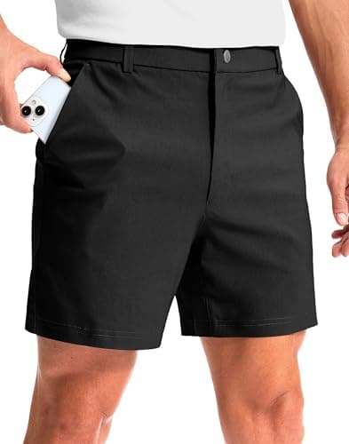 G Gradual Men's Golf Dress Shorts 5"/ 7"/ 9" Stretch Casual Work Flat Front Shorts for Men with 3 Pockets Quick Dry(Black,L5 W30)