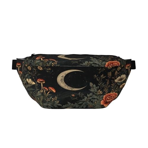 Running Waist Pack Botanical Flower Moon Vintage 2-in-1 Fanny Pack and Crossbody Bag Hiking Daypack for Men Women Running Travel Hiking Daily Commute
