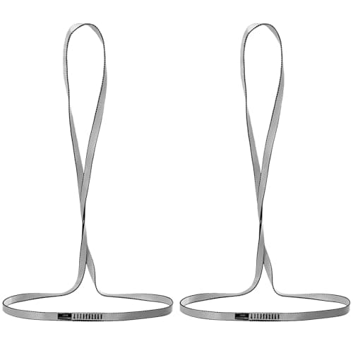KINGTLE 18MM Nylon Climbing Sling Runner - 23KN CE2008/EN566 Certified Webbing Straps for Rock Climbing, Rappelling, Hammock Rigging & Yoga Swing (Grey-2pcs, 120cm)