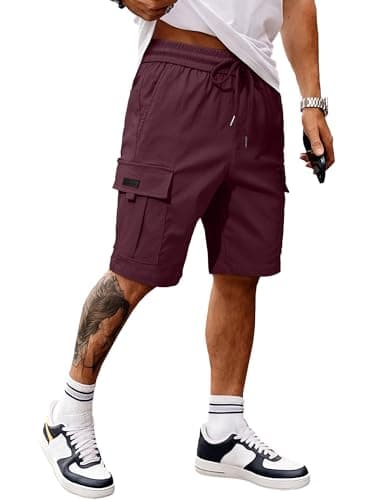 JMIERR Mens Classic Black Cargo Shorts Classic Loose Fit Big & Tall Summer Work Short with 5 Pockets, 3XL, Red 2