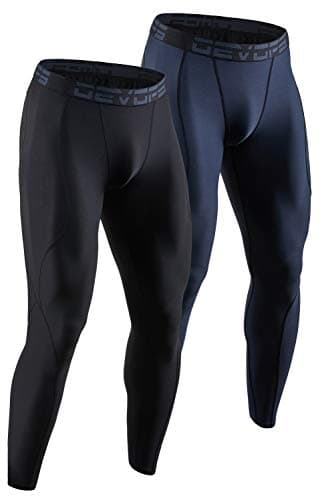 DEVOPS 2 Pack Men's Compression Pants Athletic Leggings (2X-Large, Black/Charcoal)