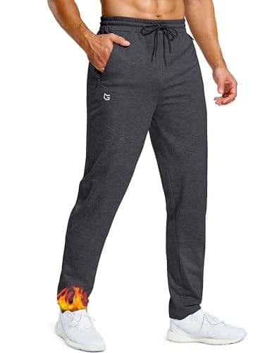 Men's Fleece Lined Winter Pants 32"/34"/36" Inseam Tall Sweatpants with Zipper Pockets Warm Athletic Joggers Men(Charcoal,32-S)