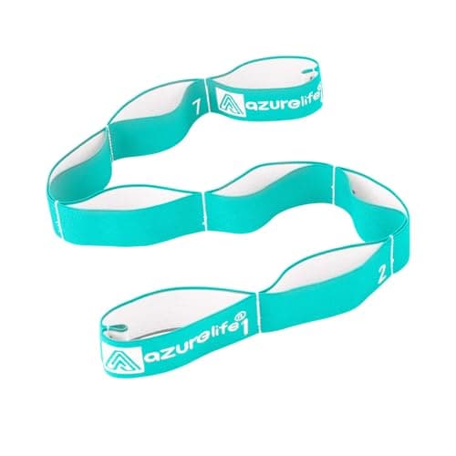 A AZURELIFE Premium Durable Stretch Straps with Loops, Stretching Strap for Physical Therapy, Multi-Loop Yoga Strap Fitness Exercise Strap for Yoga, Pilates, Dance, Flexibility&Exercise