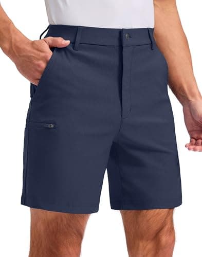 Pudolla Men's Casual Shorts 7/9 Inch Golf Shorts Stretch Dress Work Shorts for Men with 4 Pockets Quick Dry Lightweight(Navy 30)