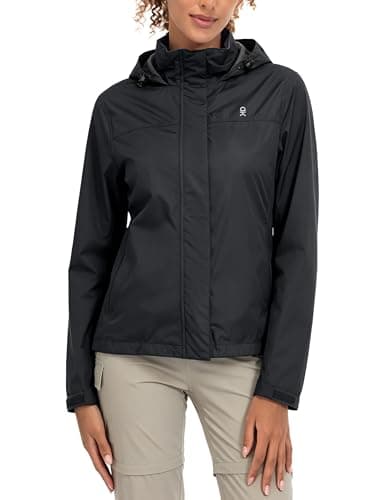 Little Donkey Andy Women’s Waterproof Rain Jacket Lightweight Outdoor Windbreaker Rain Coat Shell for Hiking, Travel Black S