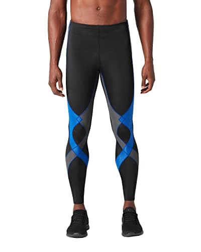 CW-X Conditioning Wear Men's Stabilyx Tights, Black/Grey/Blue, X-Large