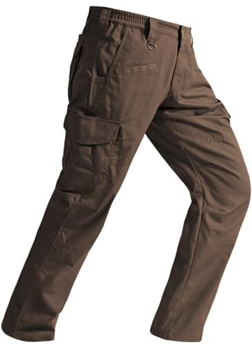 SPOSULEI Cargo Pants for Mens Outdoor Light Weight Work Hiking Pants Breathable Stretch Relaxed Fit Comfy Summer Utility Tactical Fishing Pants with Elastic Waistband Brown 36Wx30L