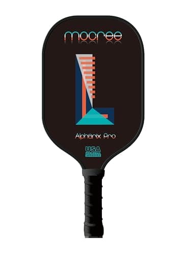 MOCREE 2025 Alpharix Pro USAPA Approved Pickleball Paddle – T700 Carbon Fiber with Power and Big Spin |Mid Weight Paddle for Intermmediate or Big Hands | Unique Initial Design, Letter L