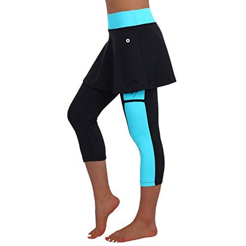 ANIVIVO Skirted Legging for Women, Skirted Capri Women Tennis Leggings with Pockets& Legging with Skirts Tennis Clothes(Black,M-Pockets)