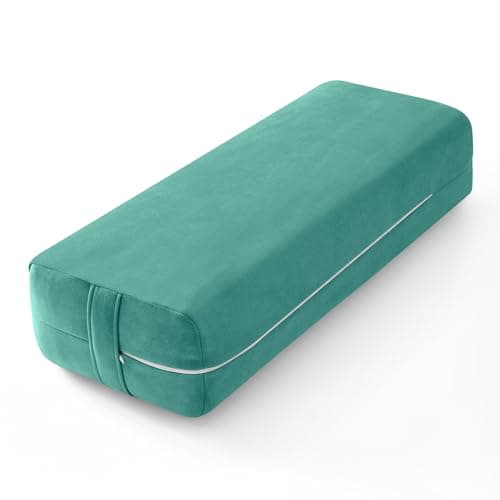 Wellsin Yoga Bolster Pillow for Restorative - Yoga Meditation Pillow with Washable Suede Cover, 27"X10" X5.5", Green