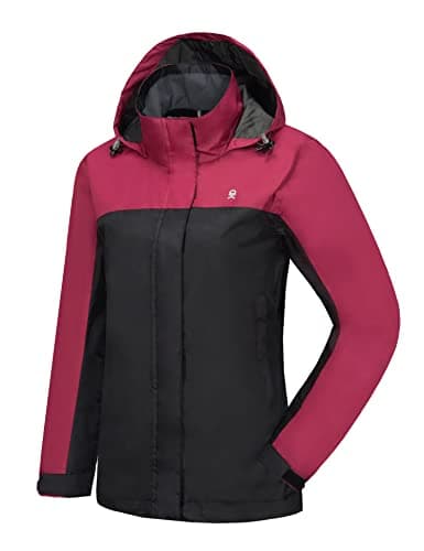 Little Donkey Andy Women's Lightweight Waterproof Rain Jacket Windbreaker Rain Coat Shell for Hiking,Travel Tango Red/Black M