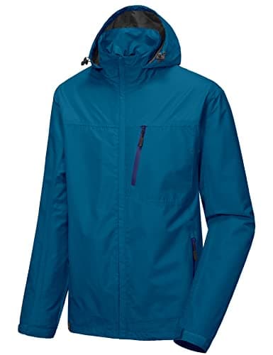 Little Donkey Andy Men's Waterproof Rain Jacket Outdoor Lightweight Hooded Raincoat for Hiking Golf Travel Fishing Blue XL
