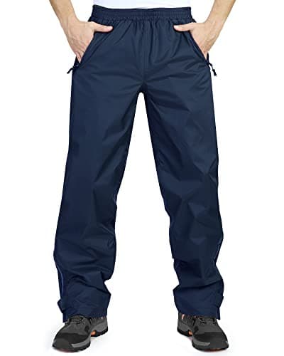 33,000ft Men's Navy Rain Pants, Waterproof & Windproof, Hiking, Fishing, Golf, 40W x 30L