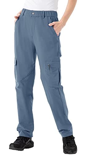 Rdruko Women's Waterproof Hiking Pants Lightweight Quick Dry Cargo Travel Pants with Pockets Blue XXX-Large