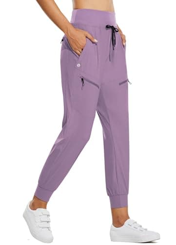 baleaf Womens Hiking Pants Lightweight Quick Dry Joggers High Waist 5 Zipper Pockets Travel Athletic UPF50+ Purple M