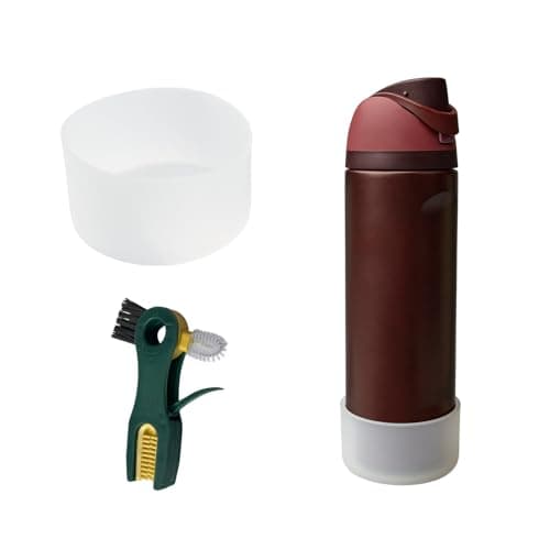 JLQcasa Simple Modern Silicone Boot Compatible with Owala 24oz/32oz and Multi-Purpose Cup Brush, Protective Silicone Bottom for Owala FreeSip/Twist/Flip, Anti Scratch & Anti Slip (Transparent)