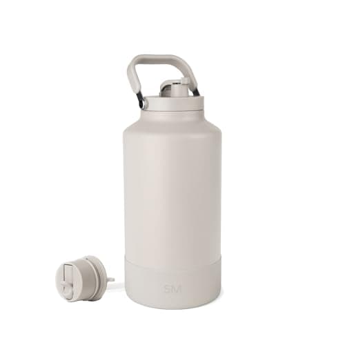 Simple Modern Trek Pivot | Gallon Water Bottle Jug with Handle & Boot | Interchangeable Straw & Chug Lids | Large Insulated Stainless Steel | Sports Camping Outdoors | 128oz, Almond Birch