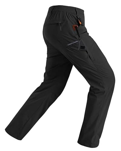 Rapoo Hiking Pants for Mens with Pockets Comfy Lightweight Waterproof Quick Dry Travel Track Outdoor Summer Camping Thin Fishing Work Cargo Pants Black 42Wx34L