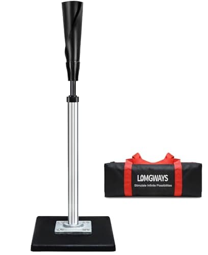 LOMGWAYS Baseball/Softball Tee-Height Adjustment 25"-37", Portable Baseball Batting tee with Removable Rubber Top, Heavy Weight Base and Carry Bag for All Ages, Easy to Assemble and Transport