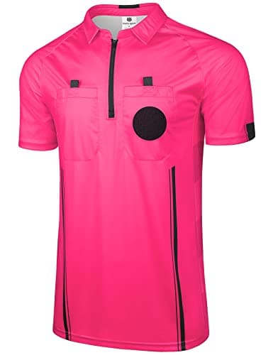 FitsT4 Sports Pro Soccer Referee Jersey Short Sleeve Ref Shirts New-Pink Medium