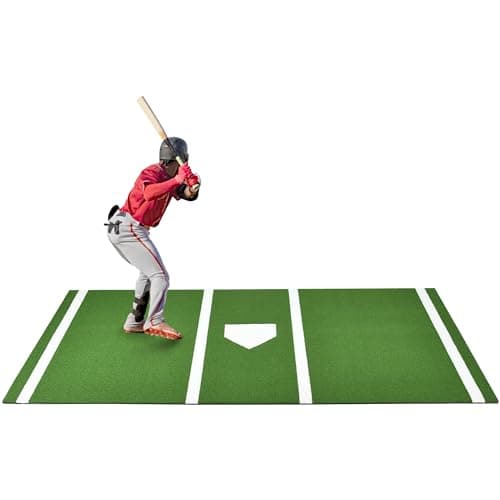 Shopsource Baseball Batting Mat, 12 x 6 FT Softball Hitting Mat, Upgraded Anti-Slip Matt with Stitched Embroidery Turf, Softball Baseball Training Matt with Home Plate Batters Box for Indoor Outdoor