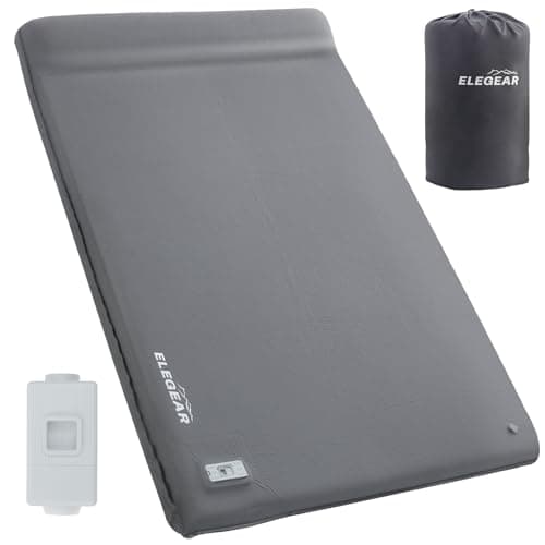 Elegear CumbreX™ Self Inflating Sleeping Pad, Built-in Electric Pump 3.15" Ultra-Thick Memory Foam Camping Mattress Pad with Pillow Double Sleeping Pad for Camping R-value 9.5 Foam Camp Pad for Travel