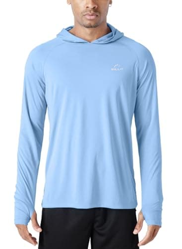 Willit Men's UPF 50+ Sun Protection Hoodie Lightweight Long Sleeve Fishing Shirt Loose Fit Swim Rash Guard Blue L