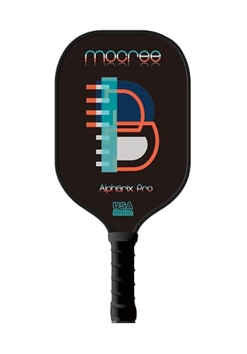 MOCREE 2025 Alpharix Pro USAPA Approved Pickleball Paddle – T700 Carbon Fiber with Power and Big Spin |Mid Weight Paddle for Intermmediate or Big Hands | Unique Initial Design, Letter B